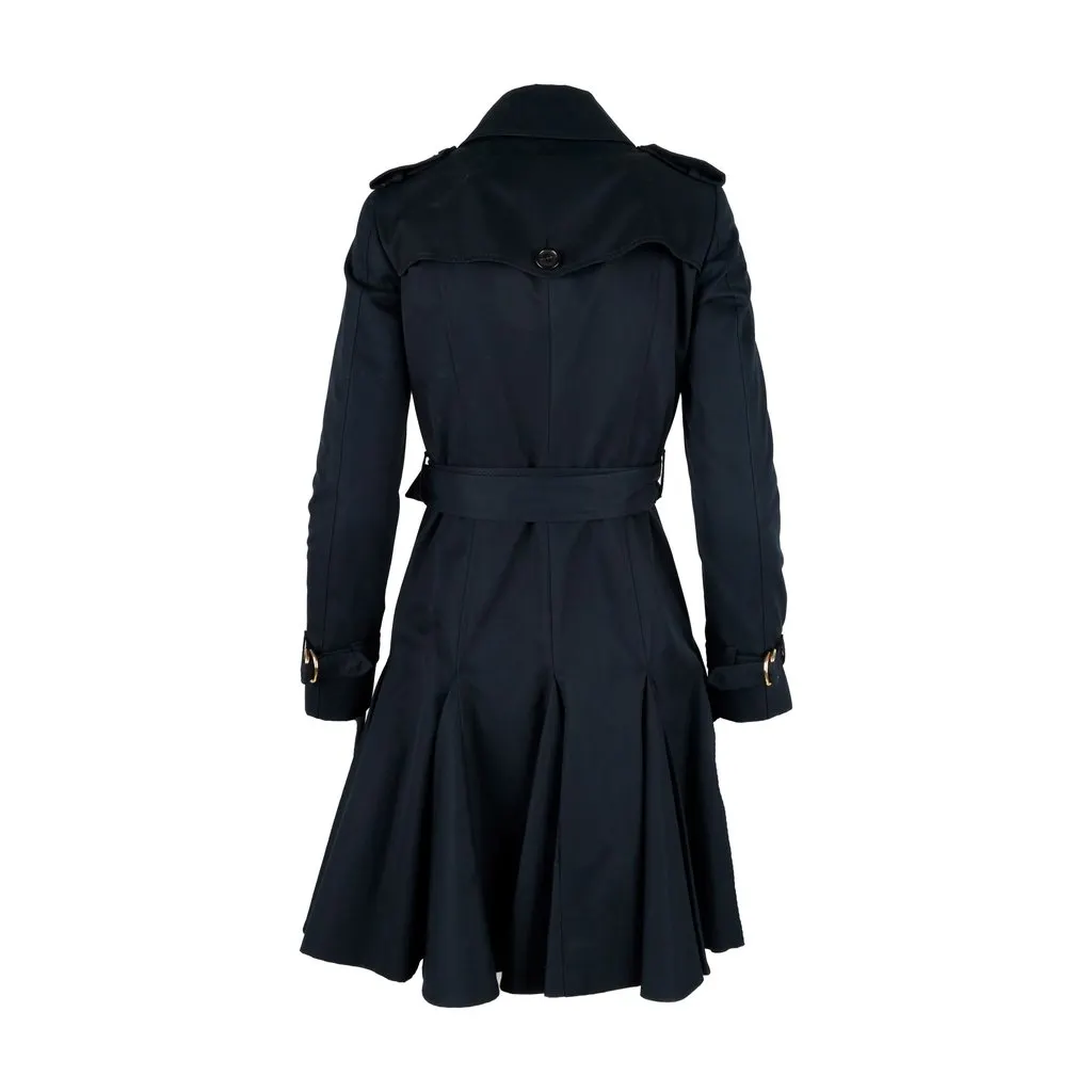 Moschino Cheap and Chic Trench Coat with Pleats - '10s Navy Cotton Good - Inside View