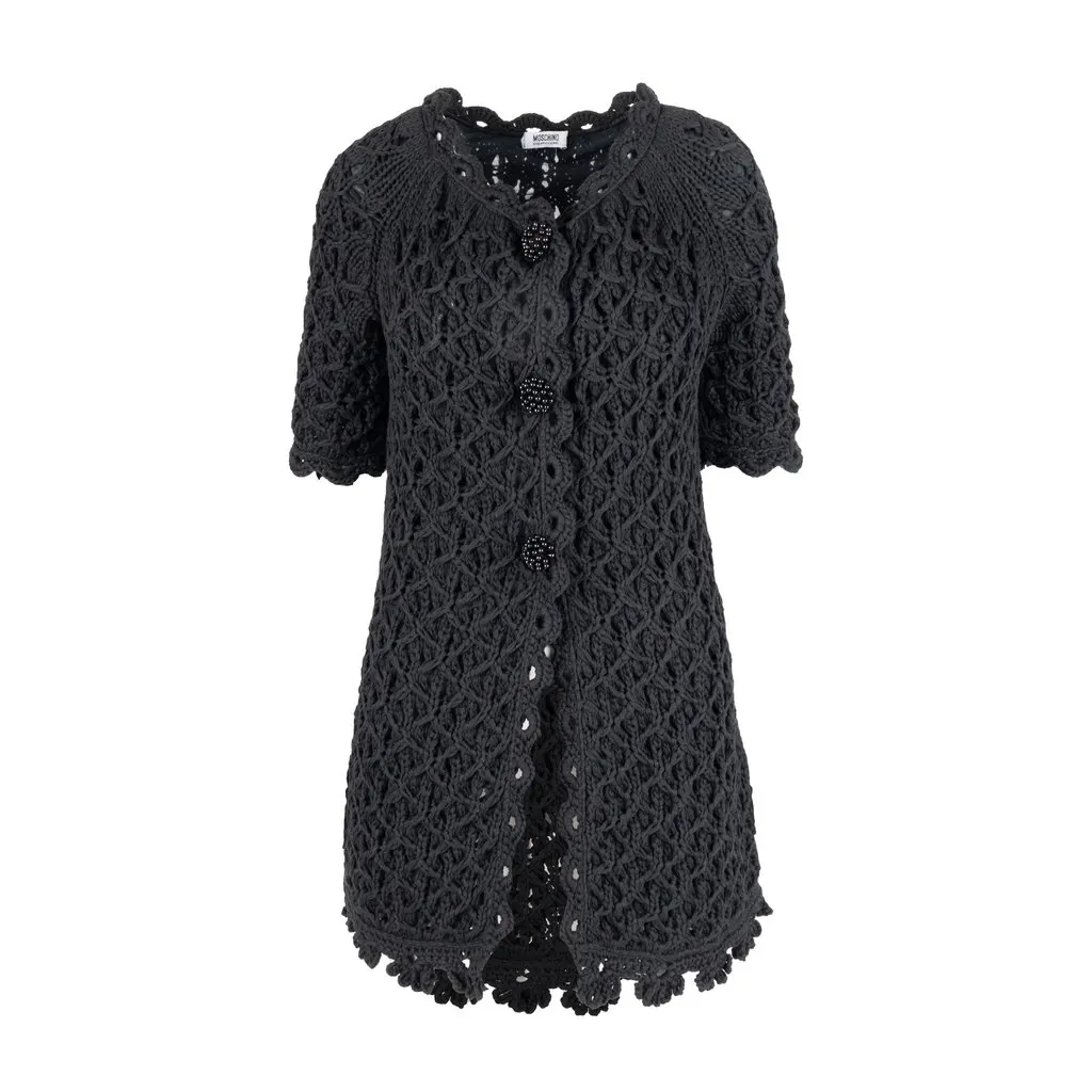 Moschino Cheap and Chic Crochet Jacket - '10s Black Cotton Good - Front View