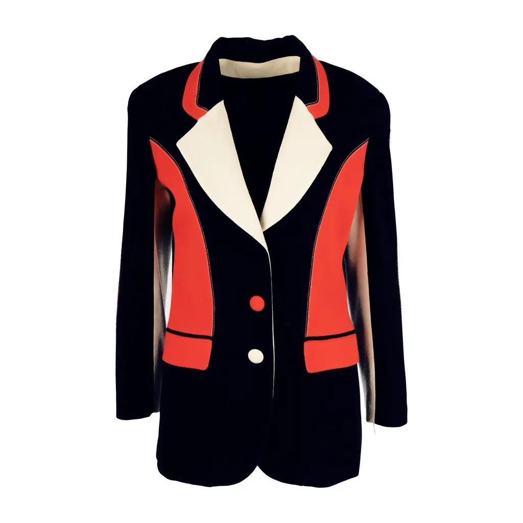 Unsigned Colorblock Jacket - '10s Black Wool Good - Front View