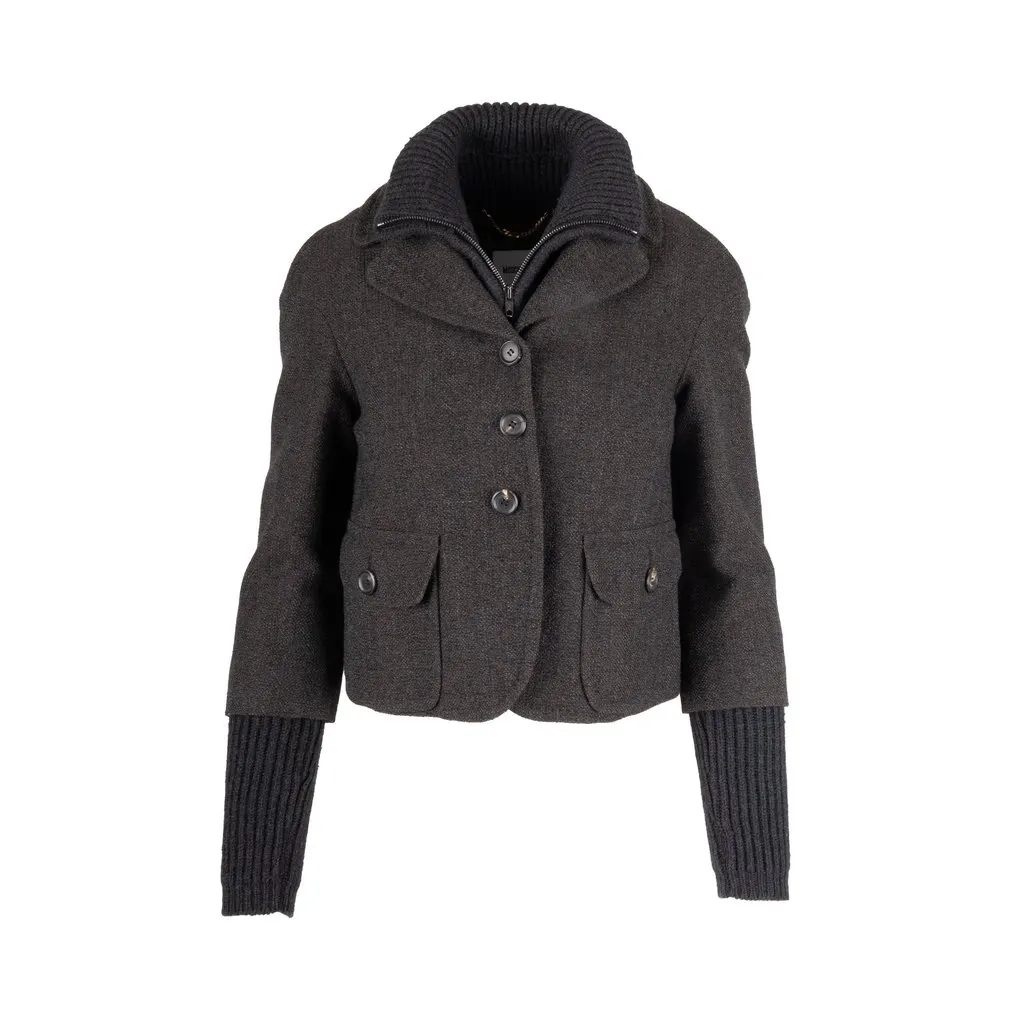 Moschino Jacket with Zippered Sweater Vest - '10s Red Wool Good - Front View