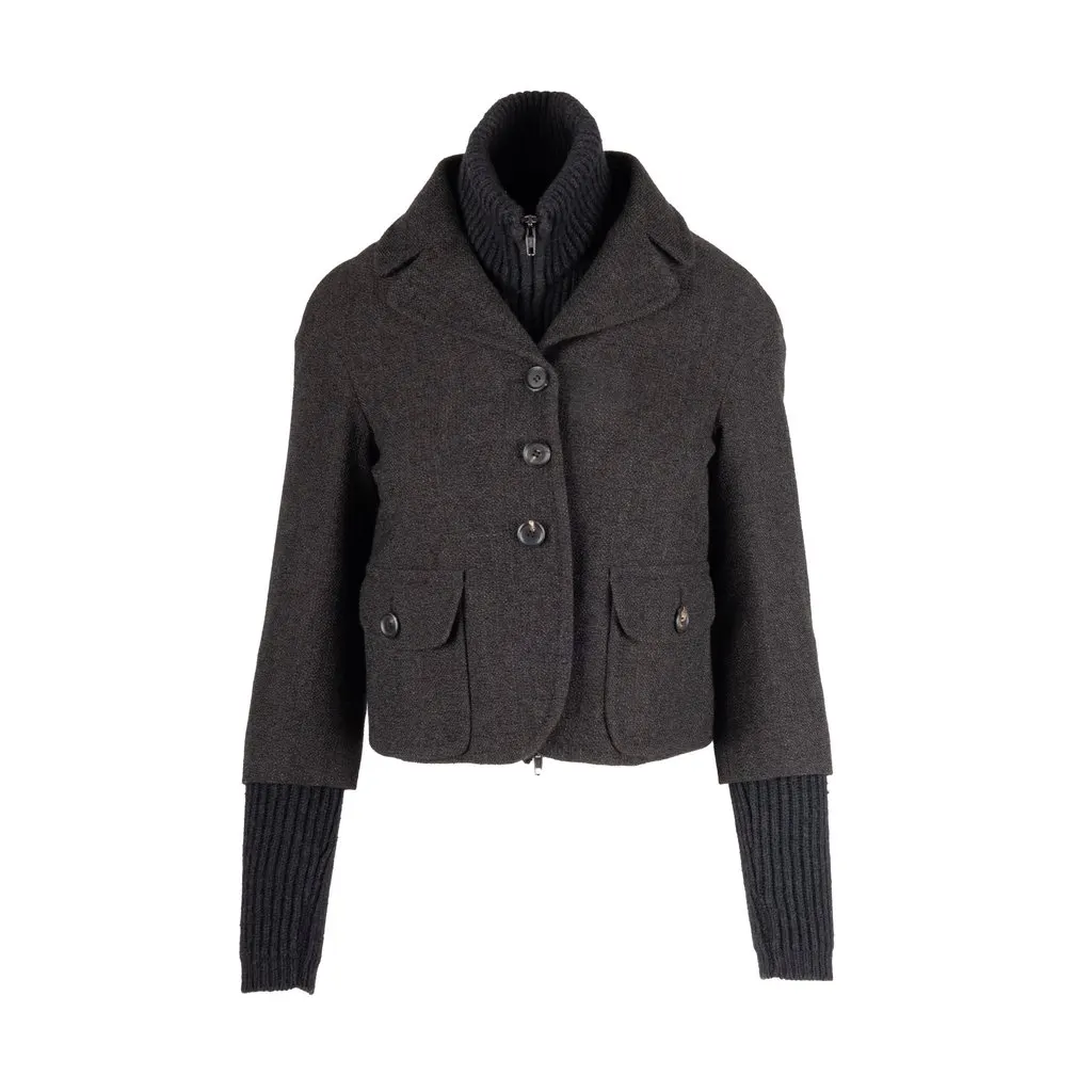 Moschino Jacket with Zippered Sweater Vest - '10s Red Wool Good - Back View