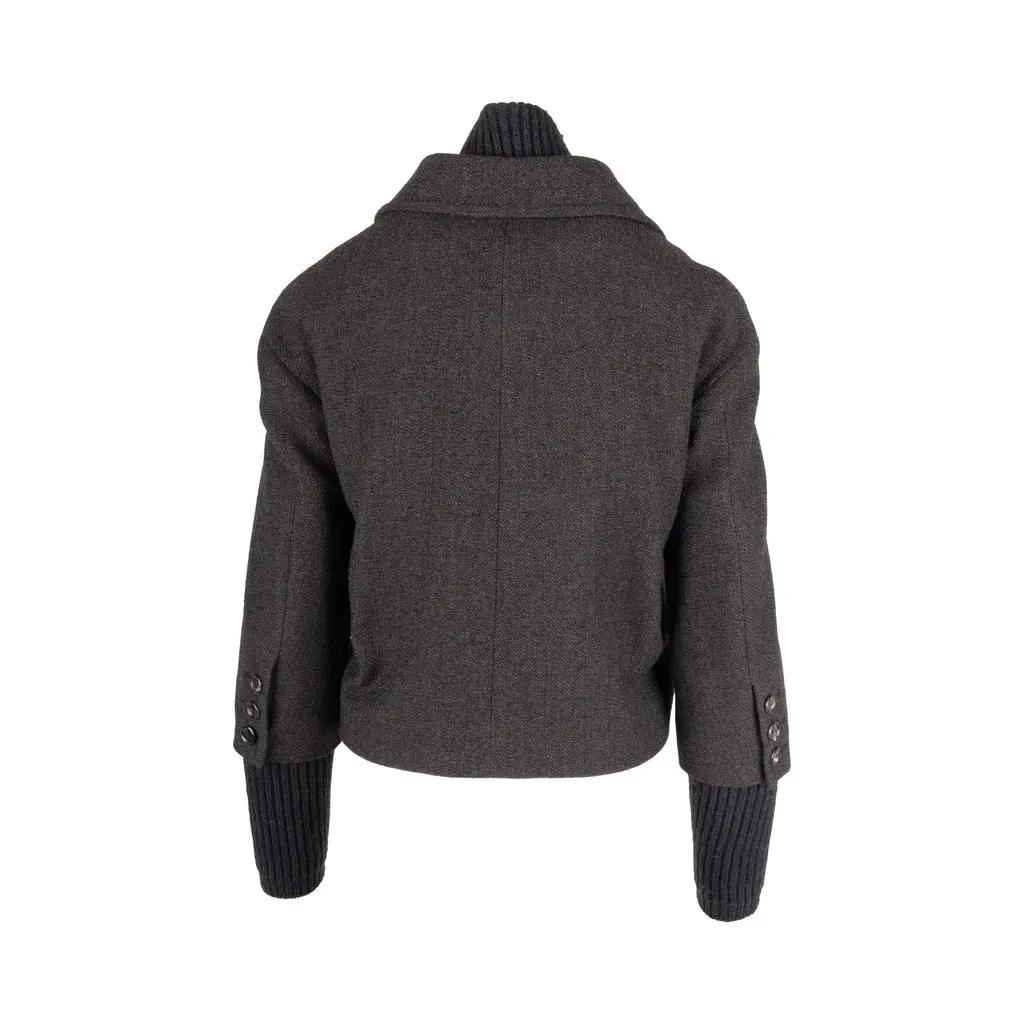 Moschino Jacket with Zippered Sweater Vest - '10s Red Wool Good - Model View