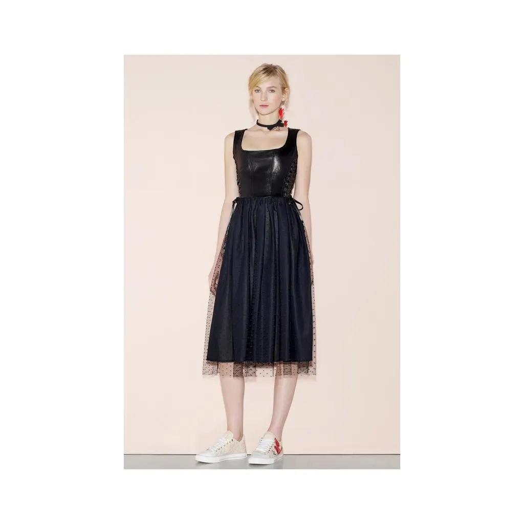 Valentino Leather Corset and Tulle Dress - '10s Red Leather Good - Back View