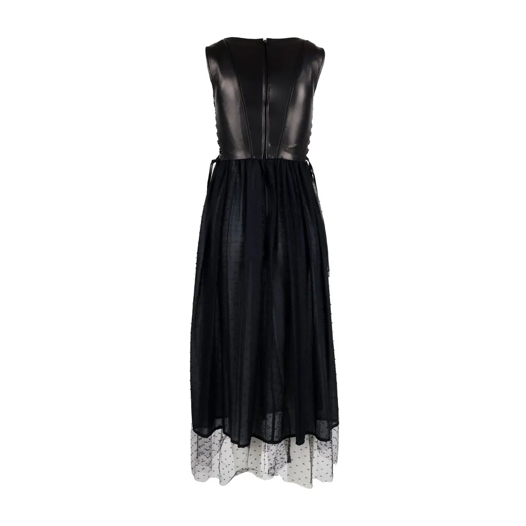 Valentino Leather Corset and Tulle Dress - '10s Red Leather Good - Inside View