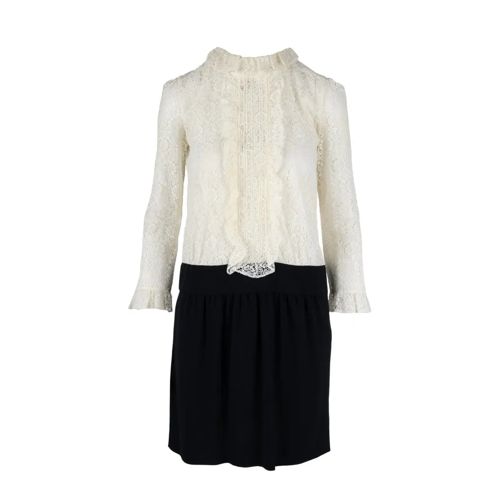 Moschino Lace Contrast Midi Dress - '10s Beige Lace Good - Front View