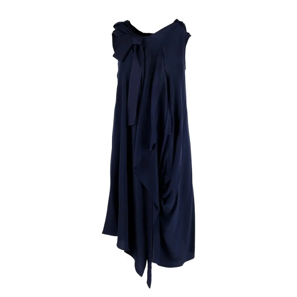 Moschino Tie-knot Silk Dress - '10s Red Silk Good - Front View