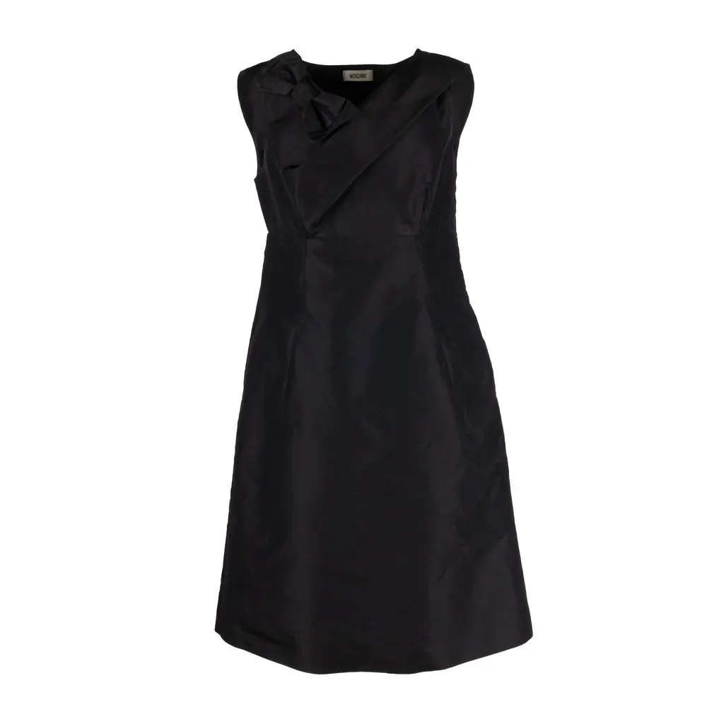 Moschino Silk Dress with Bow - '10s Black Silk Good - Front View