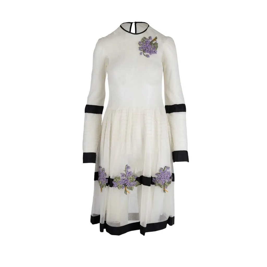 Valentino Sheer Embroidered Midi Dress - '10s Red Good - Front View