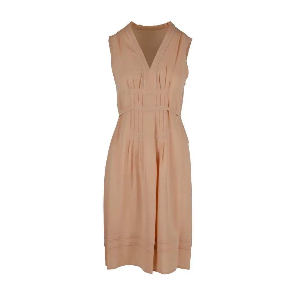 Moschino V-neck Midi Dress - '10s Red Silk Good - Front View