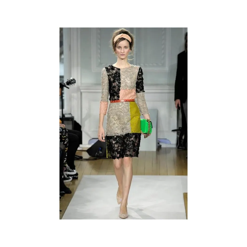 Moschino Cheap and Chic Colorblock Lace Dress - '10s Beige Lace Good - Back View