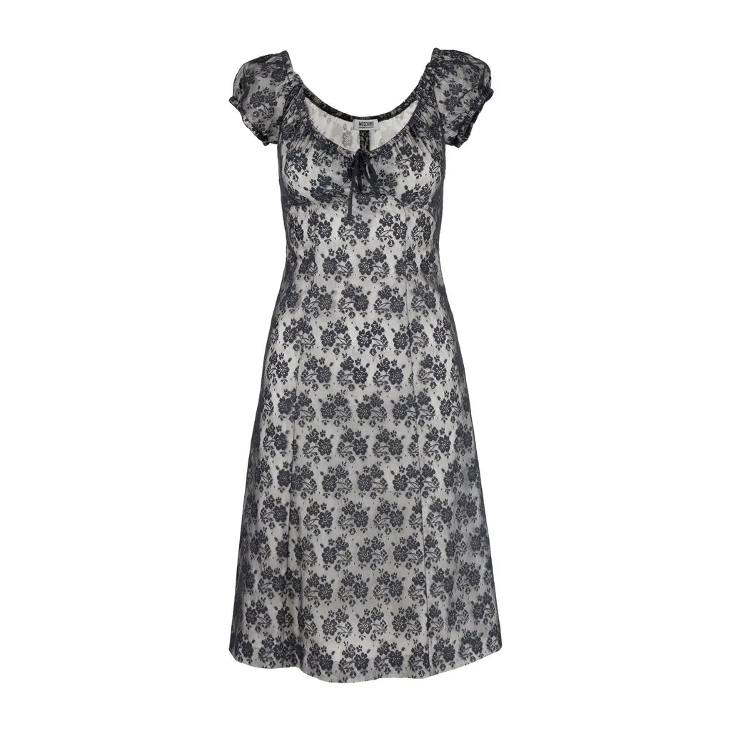 Moschino Cheap and Chic Vintage Lace Dress - '00s Black Lace Good - Front View