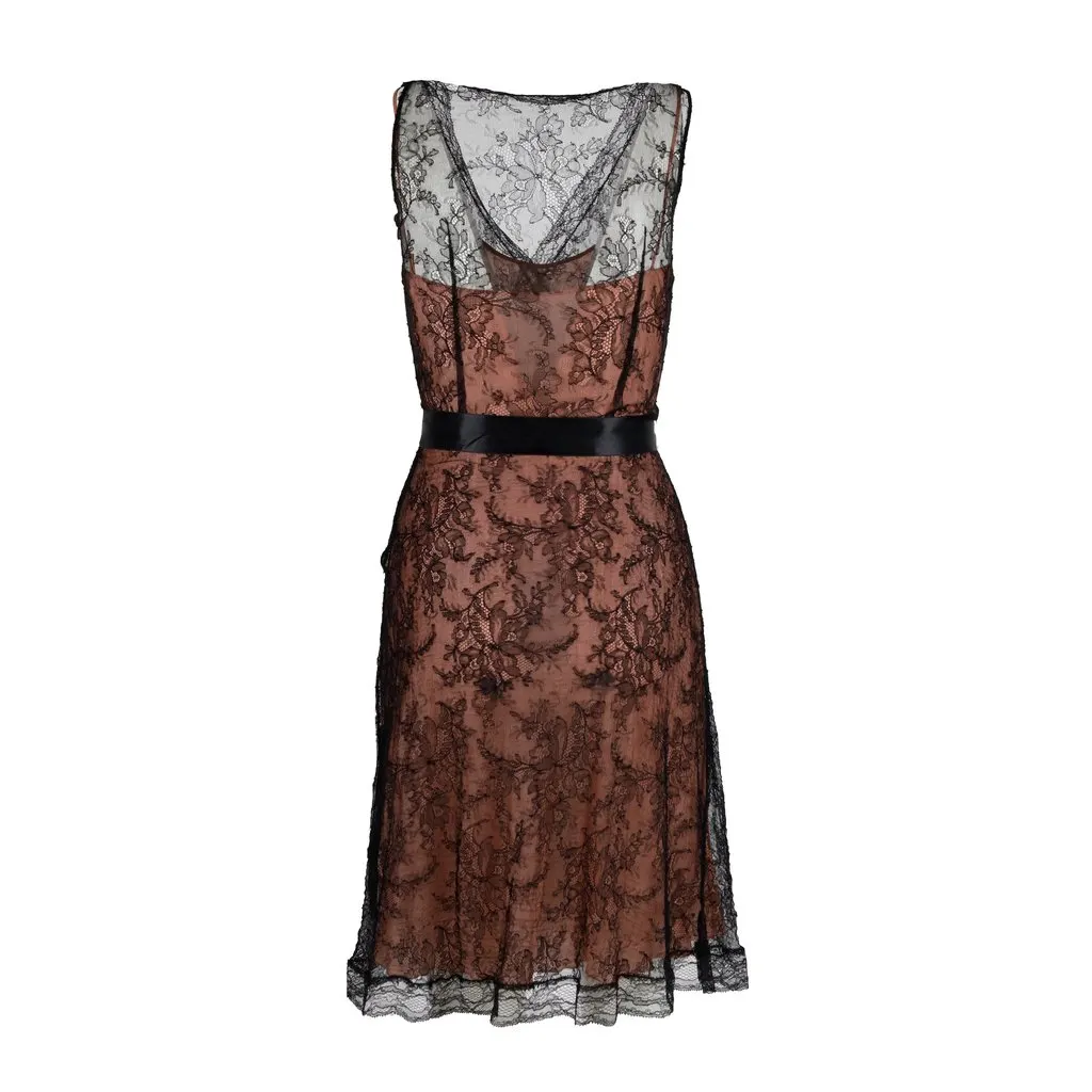 Moschino Lace Dress with Pink Camisole - '10s Pink Lace Good - Back View