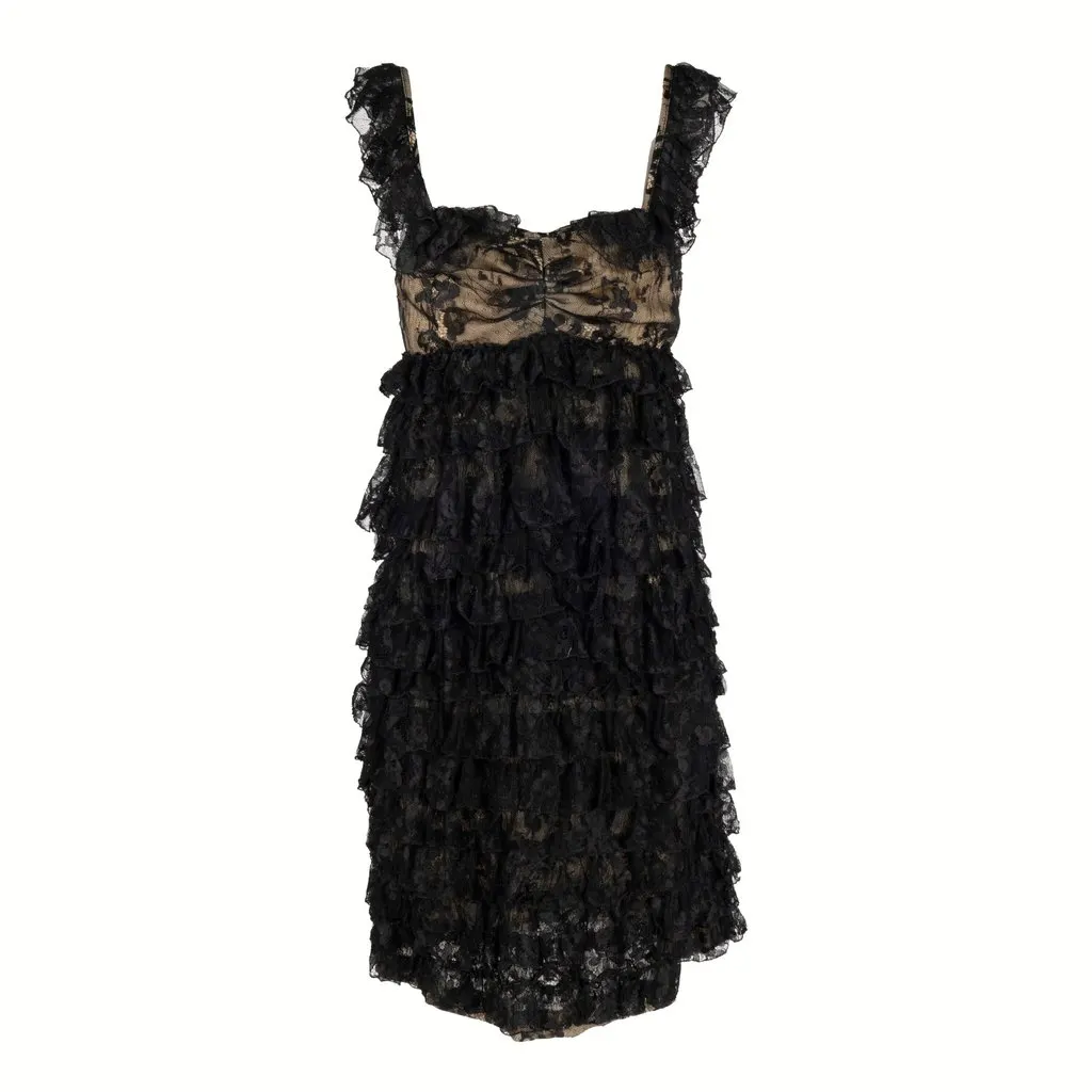 Moschino Cheap and Chic Layered Lace Dress - '10s Red Lace Good - Front View