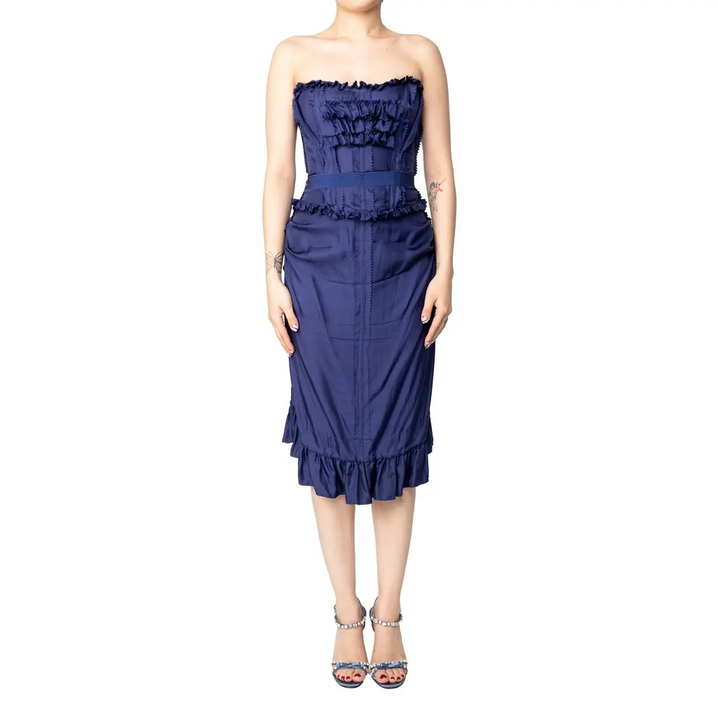 Moschino Ruffled Corset Dress - '10s Red Silk Good - Back View