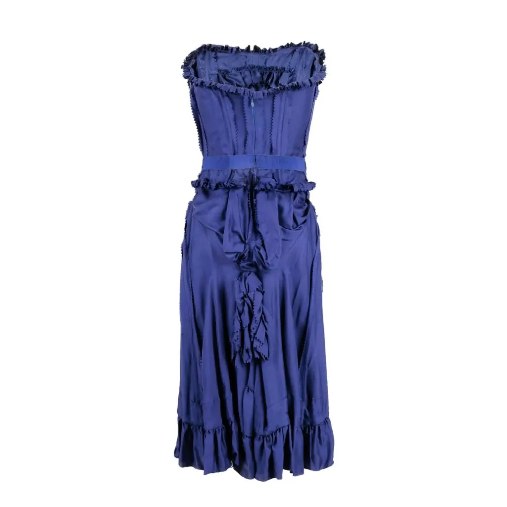 Moschino Ruffled Corset Dress - '10s Red Silk Good - Model View