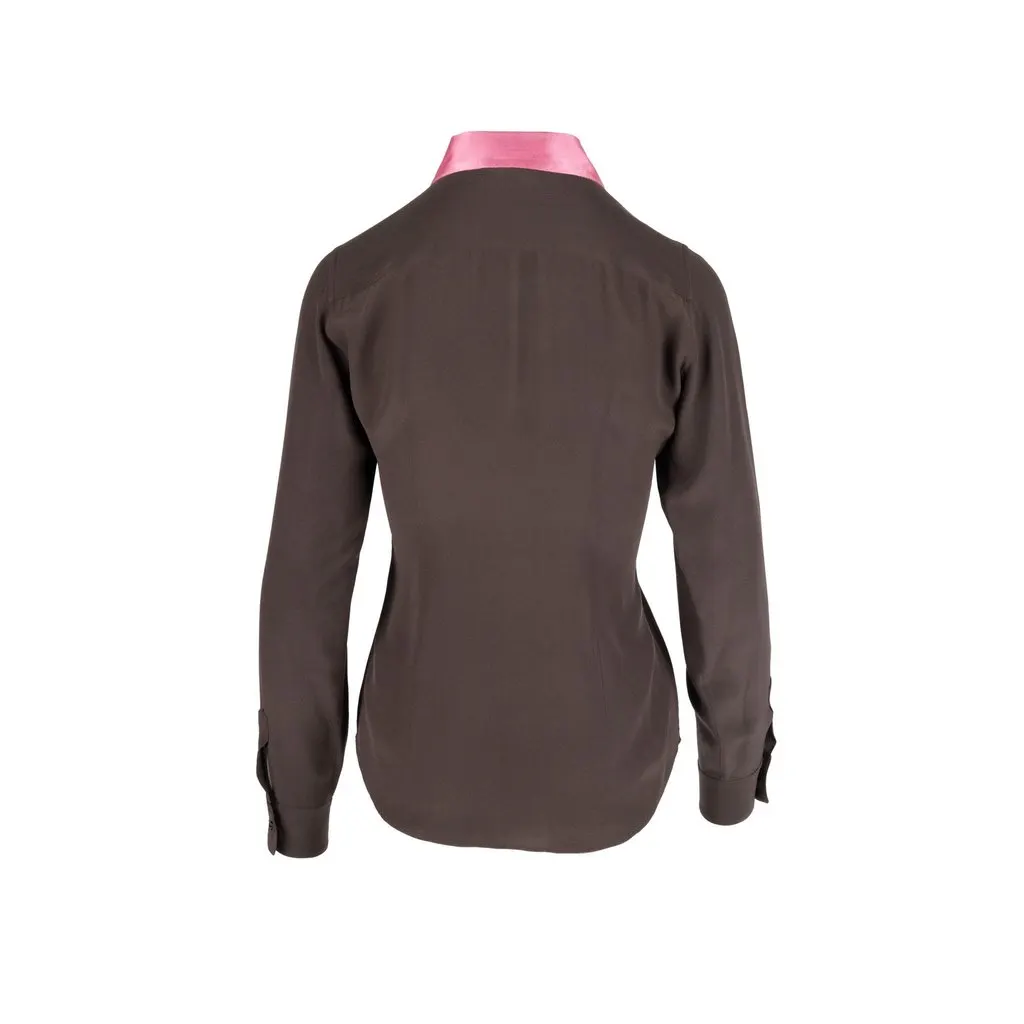 Moschino Cheap and Chic Silk Shirt - '10s Brown Silk Good - Back View