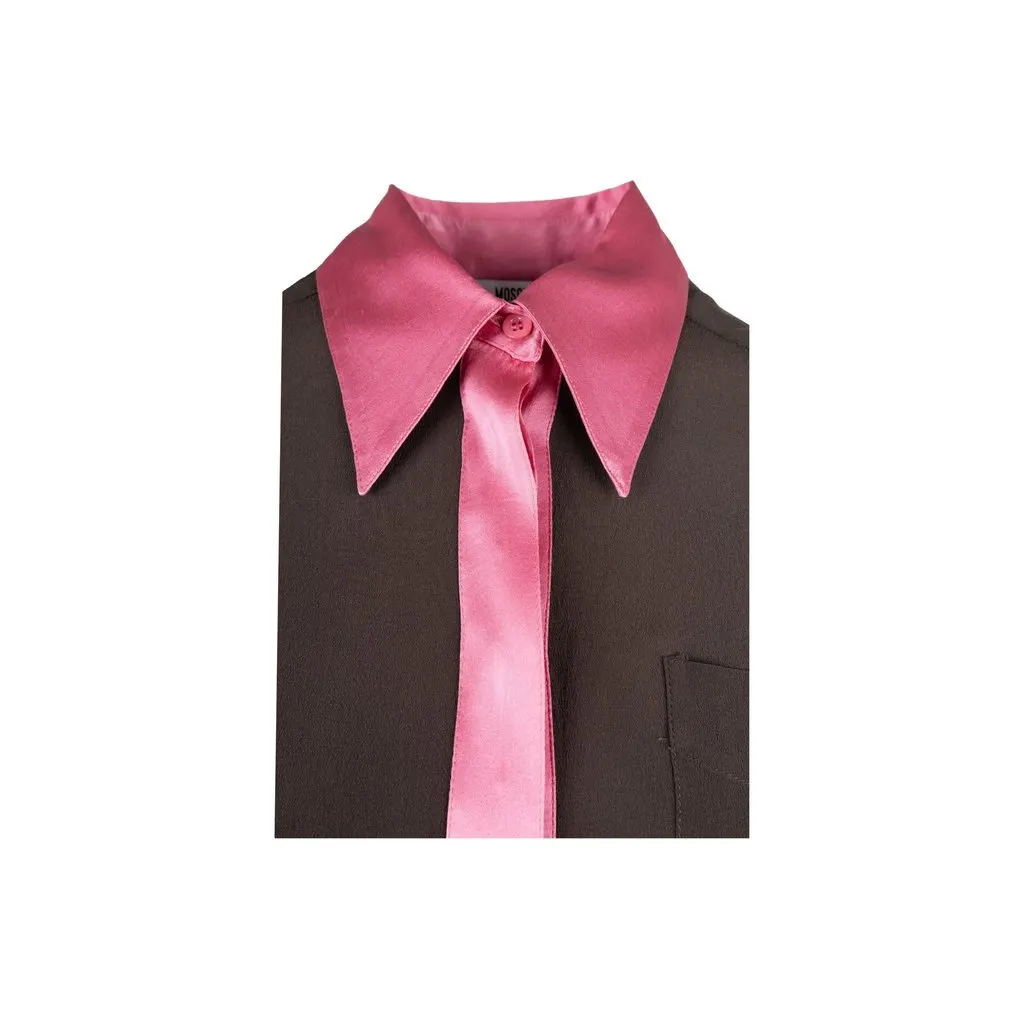 Moschino Cheap and Chic Silk Shirt - '10s Brown Silk Good - Inside View