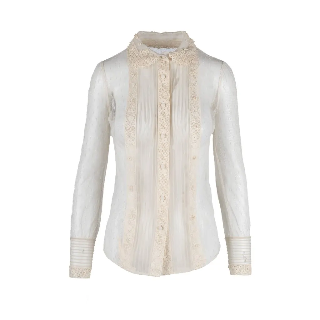 Valentino Sheer Lace Shirt - '10s Red Lace Good - Front View