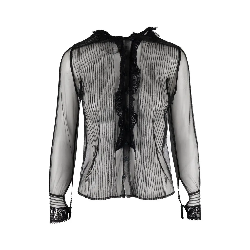 Valentino Sheer Lace Shirt - '10s Red Lace Good - Front View