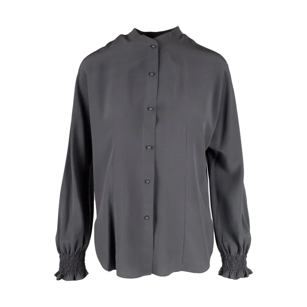 Emporio Armani Silk Shirt - '10s Grey Silk Good - Front View