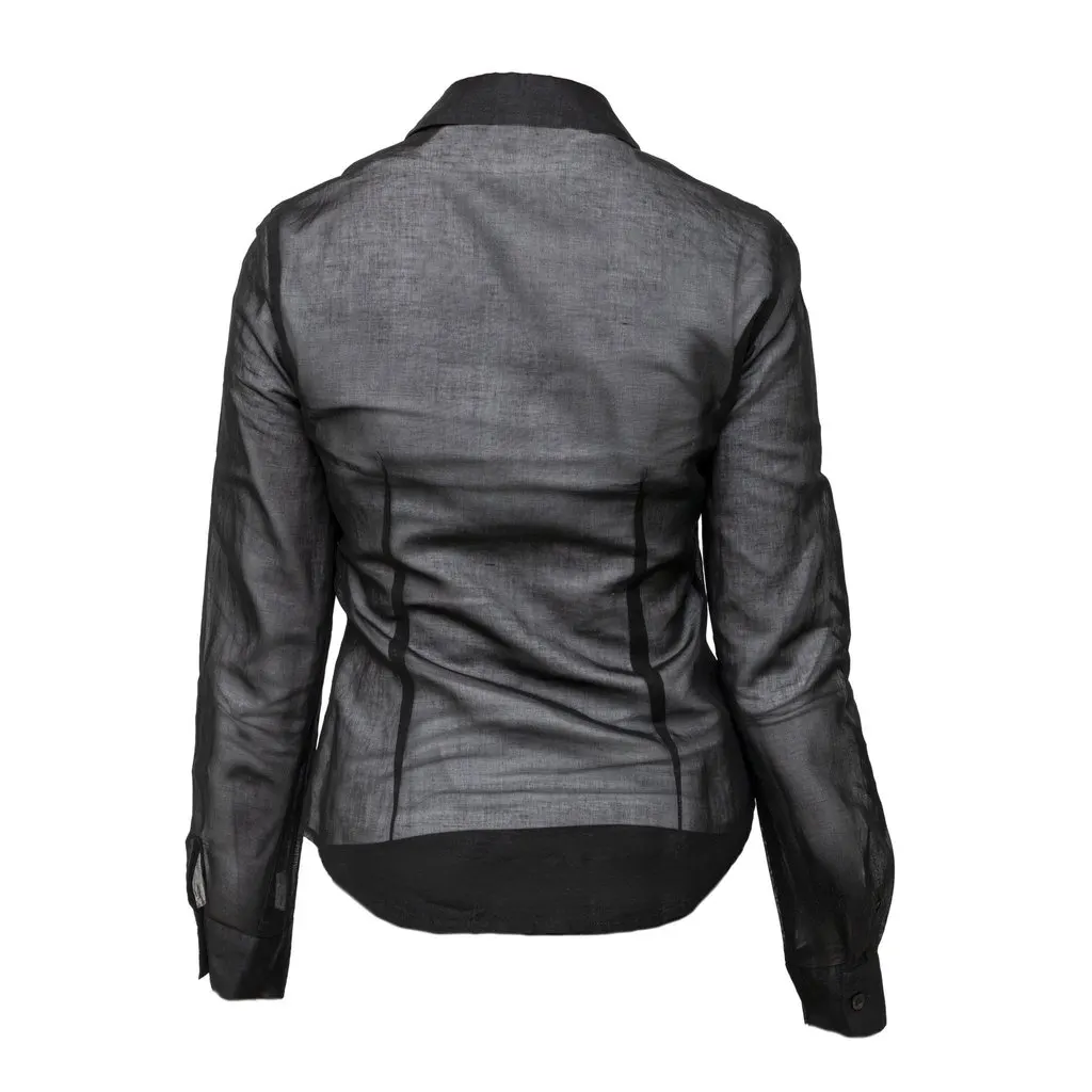 Moschino Jeans Sheer Cotton Shirt - '10s Black Cotton Good - Back View