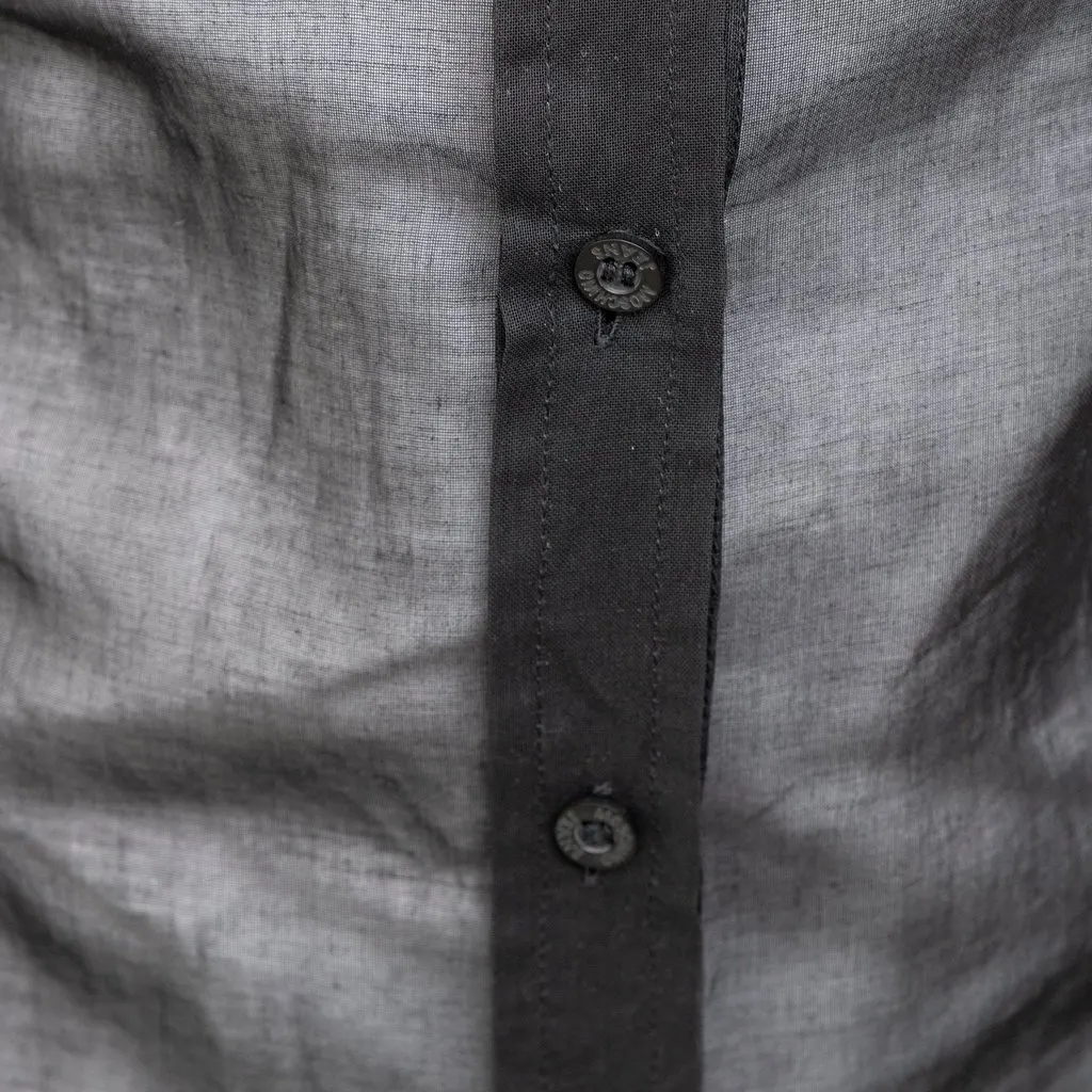 Moschino Jeans Sheer Cotton Shirt - '10s Black Cotton Good - Model View