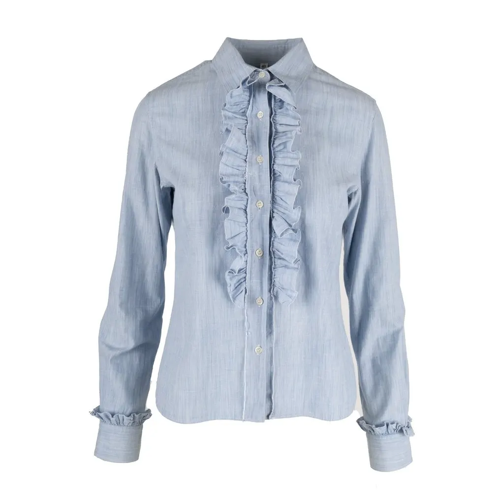 Unsigned Shirt with Ruffles - '10s MultiColor Cotton Good - Front View