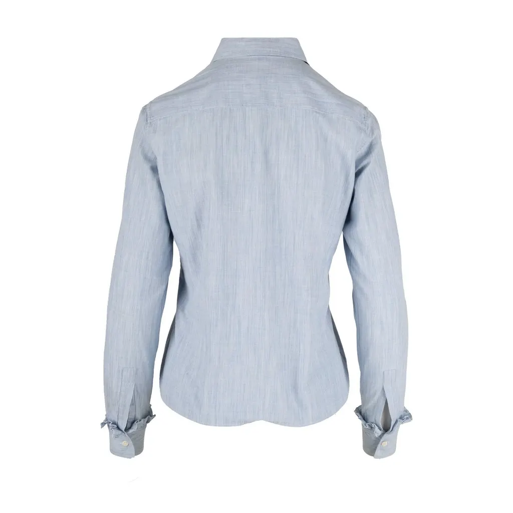 Unsigned Shirt with Ruffles - '10s MultiColor Cotton Good - Back View