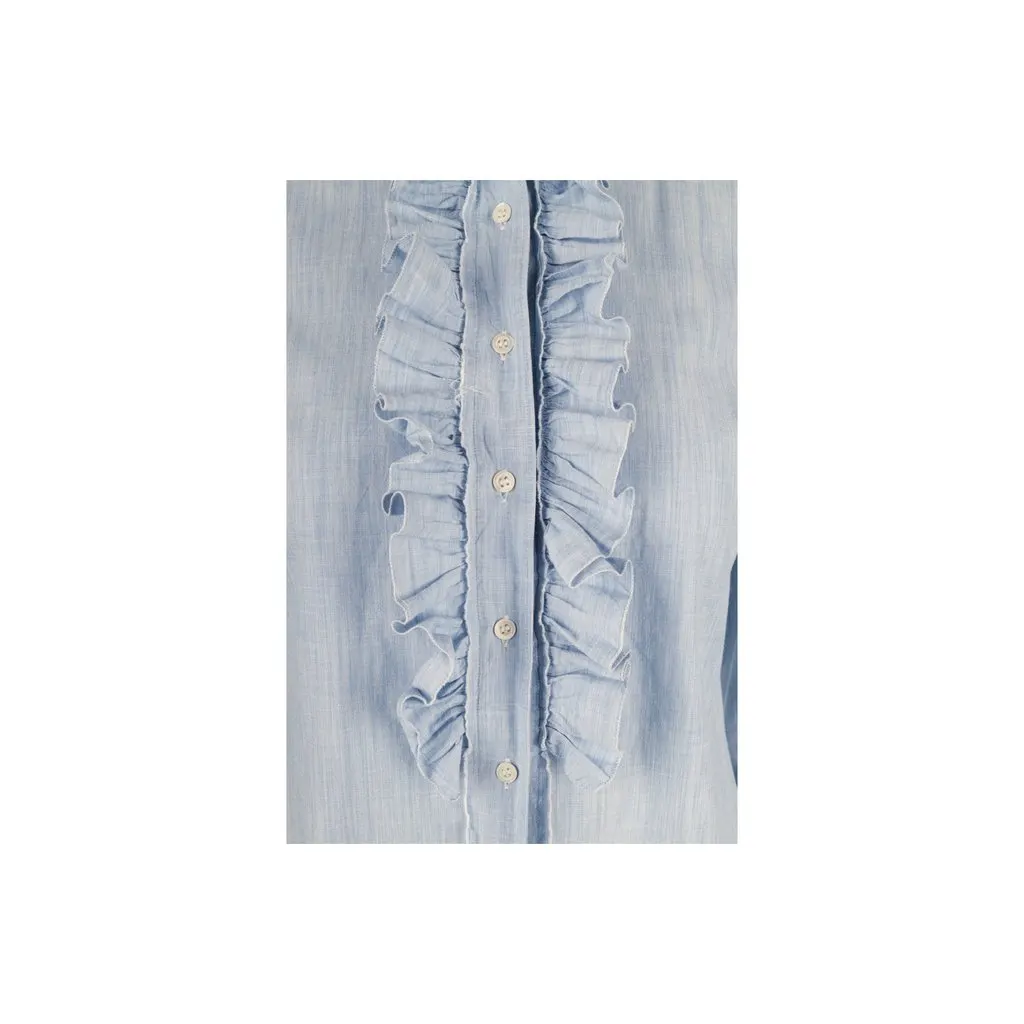 Unsigned Shirt with Ruffles - '10s MultiColor Cotton Good - Inside View