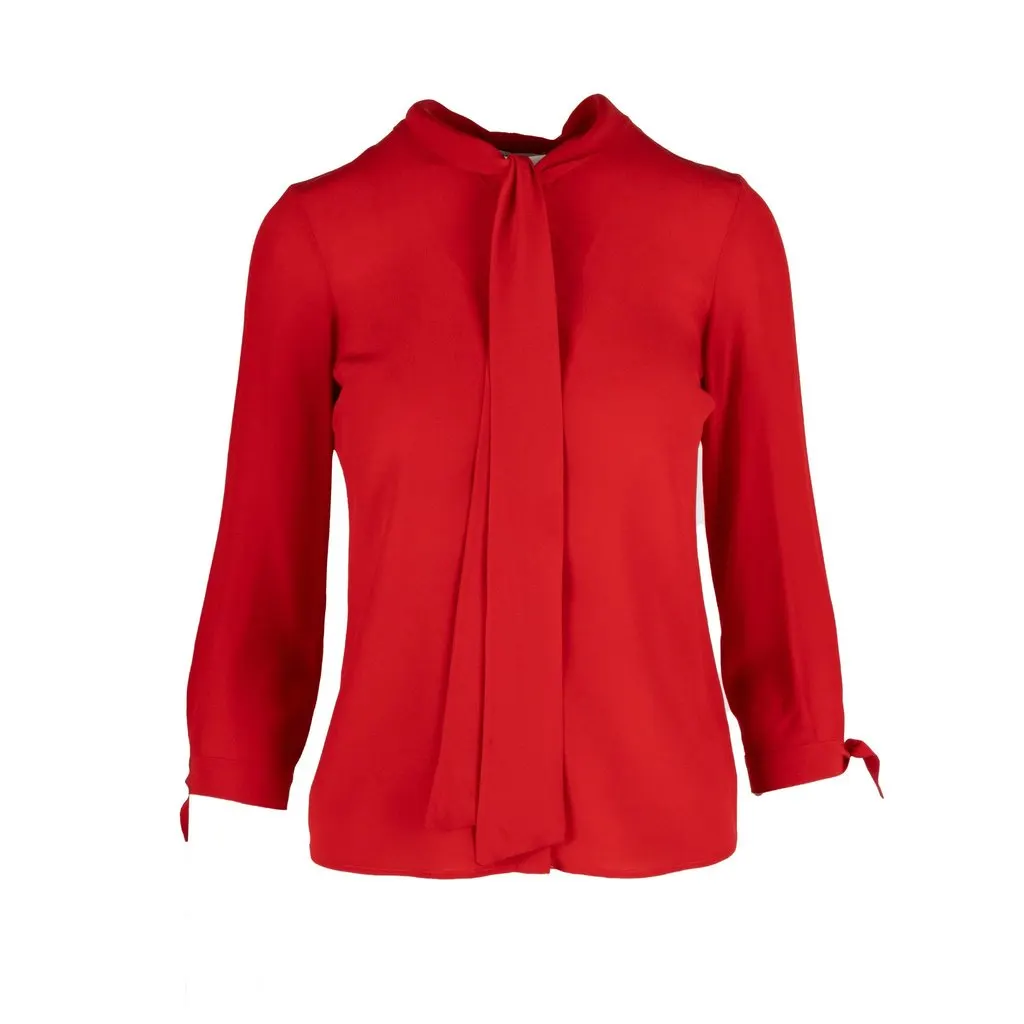 Moschino Cheap and Chic Tie-knot Shirt - '10s Red Silk Good - Back View