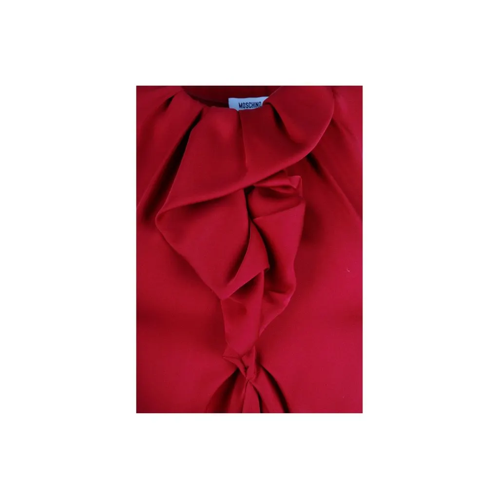 Moschino Ruffle Neck Top - '00s MultiColor Silk Good - Inside View