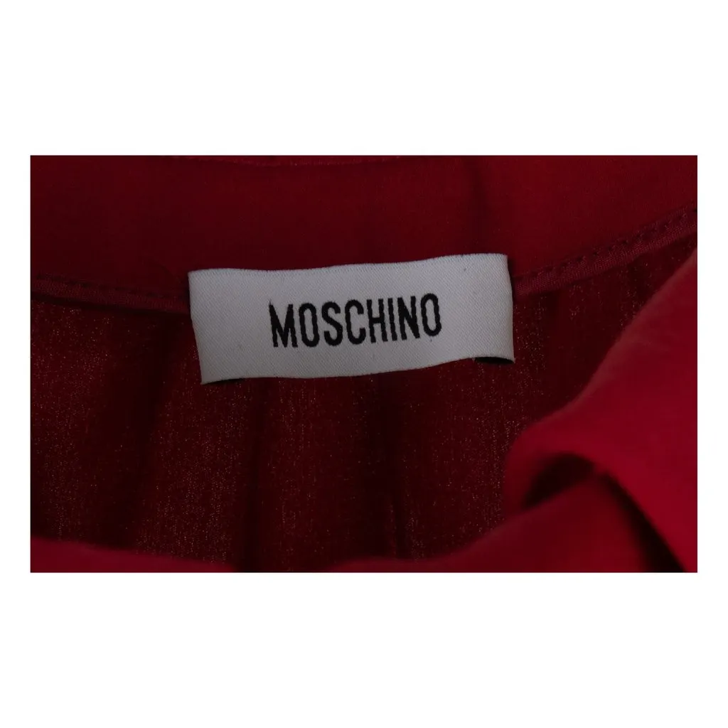 Moschino Ruffle Neck Top - '00s MultiColor Silk Good - Model View