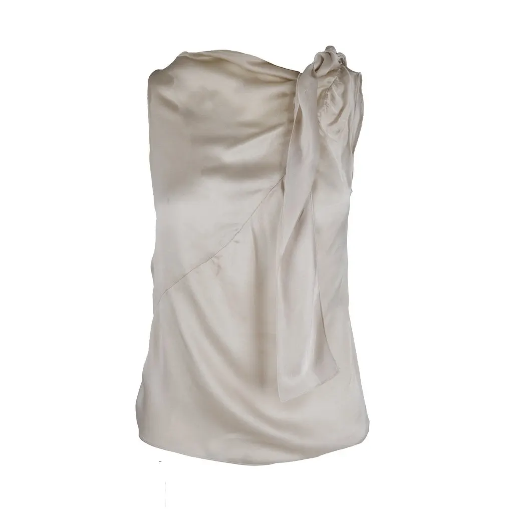 Moschino Cheap and Chic Sheer Tie-knot Top - '00s Red Silk Good - Front View