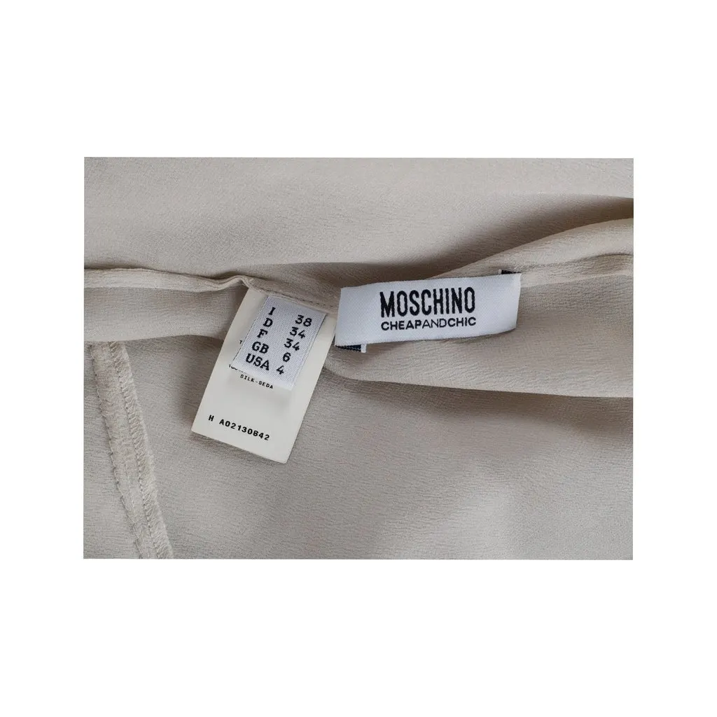 Moschino Cheap and Chic Sheer Tie-knot Top - '00s Red Silk Good - Inside View