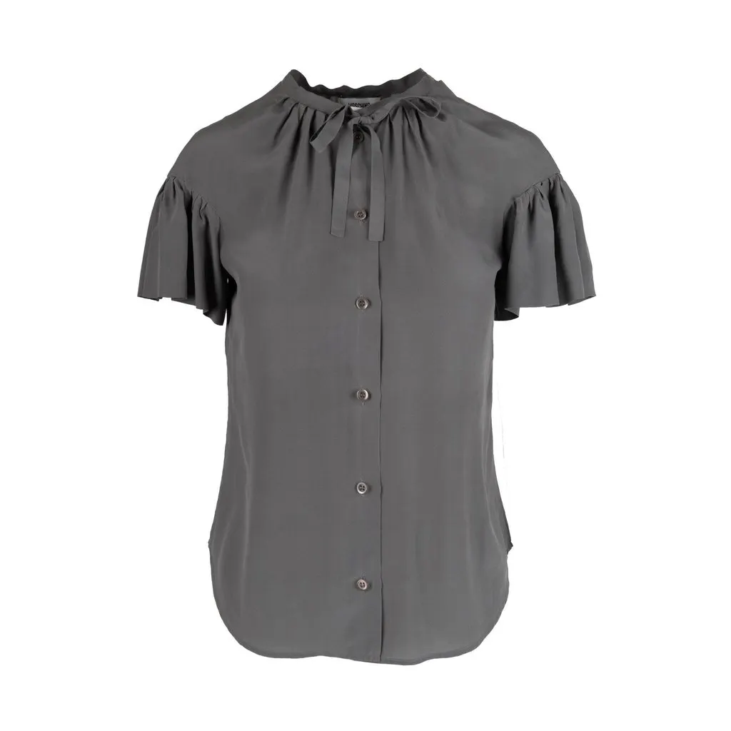 Moschino Silk Top - '10s Grey Silk Good - Front View