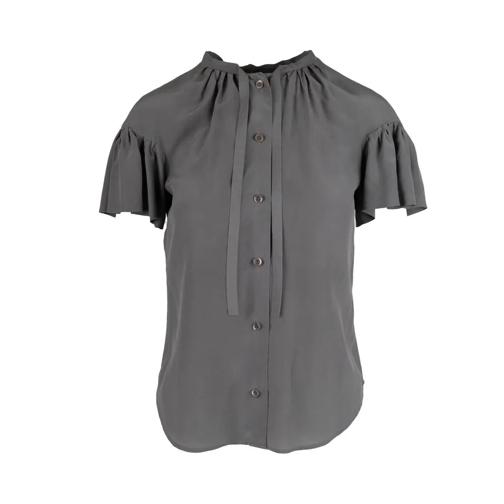 Moschino Silk Top - '10s Grey Silk Good - Back View