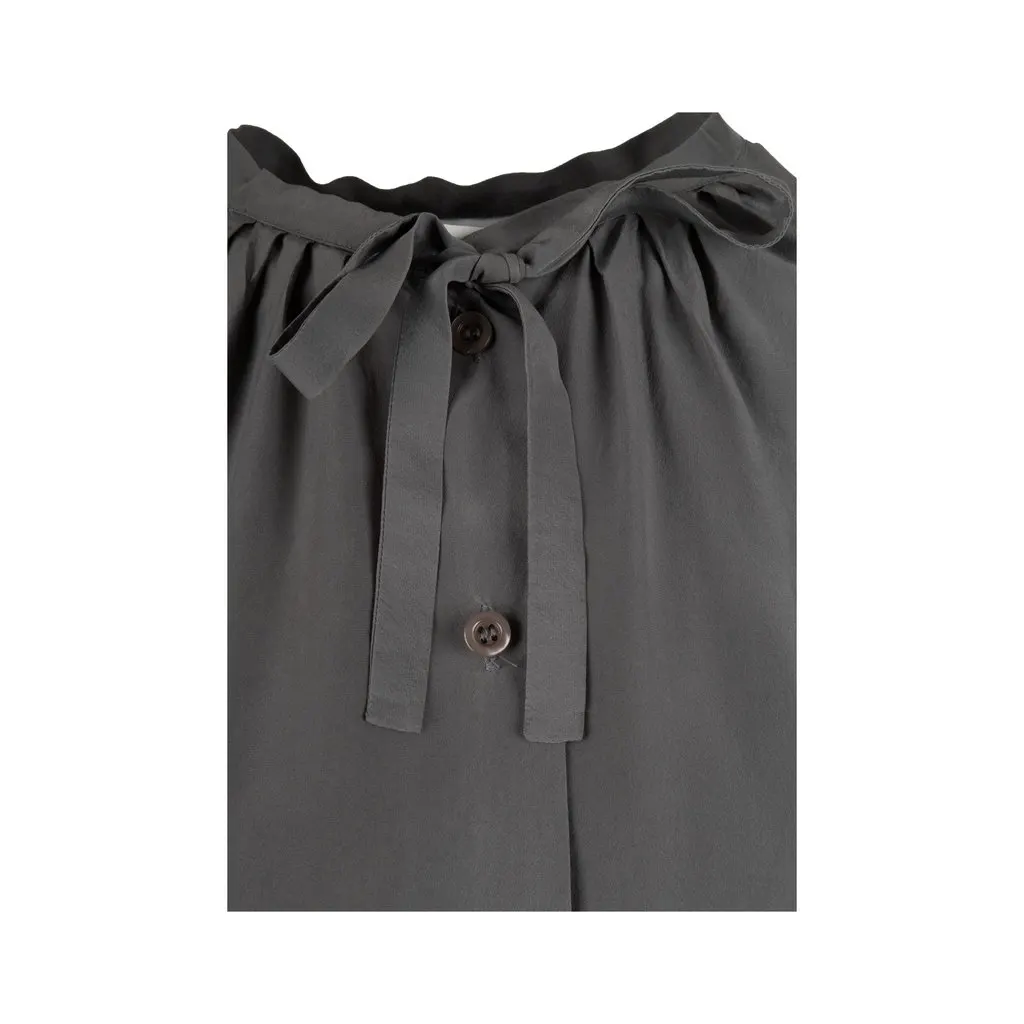 Moschino Silk Top - '10s Grey Silk Good - Model View