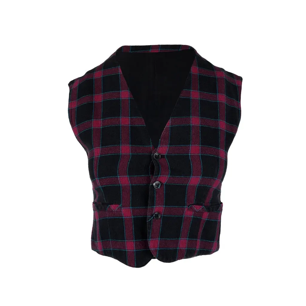 Unsigned by Kenzo Vintage Skirt and Vest Set - '70s Red Cotton Good - Inside View