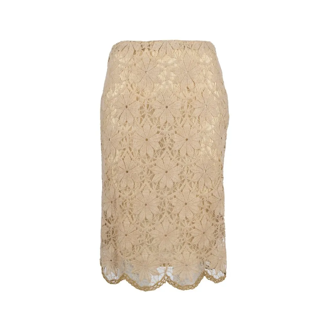 Moschino Embroidered Lace Skirt - '10s Red Lace Good - Front View