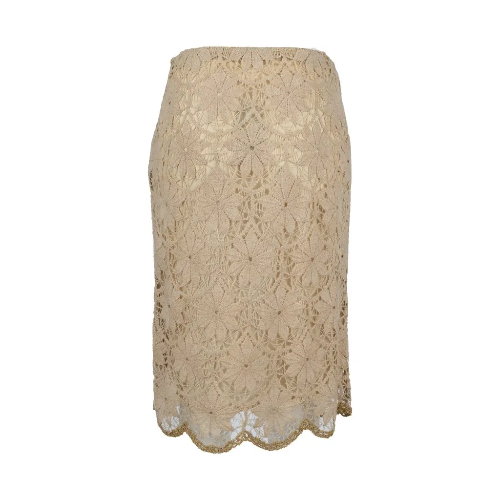 Moschino Embroidered Lace Skirt - '10s Red Lace Good - Back View