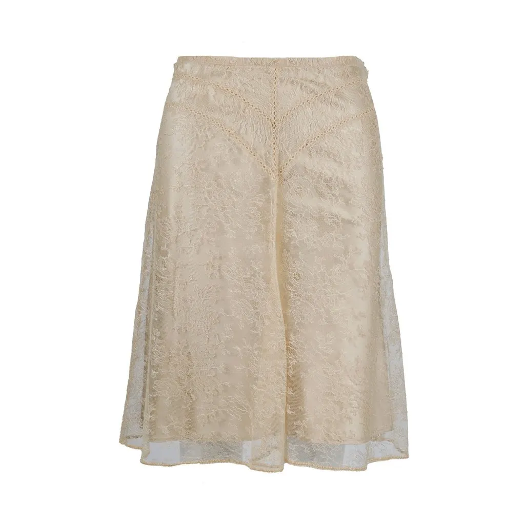 Moschino Lace A-line Skirt - '10s Beige Lace Good - Front View