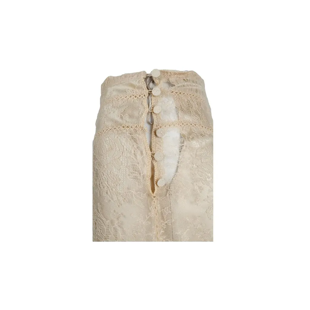 Moschino Lace A-line Skirt - '10s Beige Lace Good - Inside View
