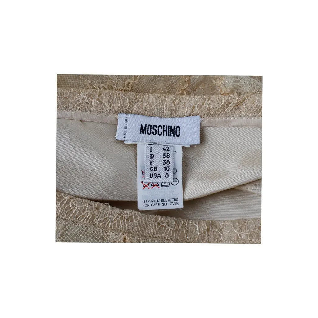 Moschino Lace A-line Skirt - '10s Beige Lace Good - Model View