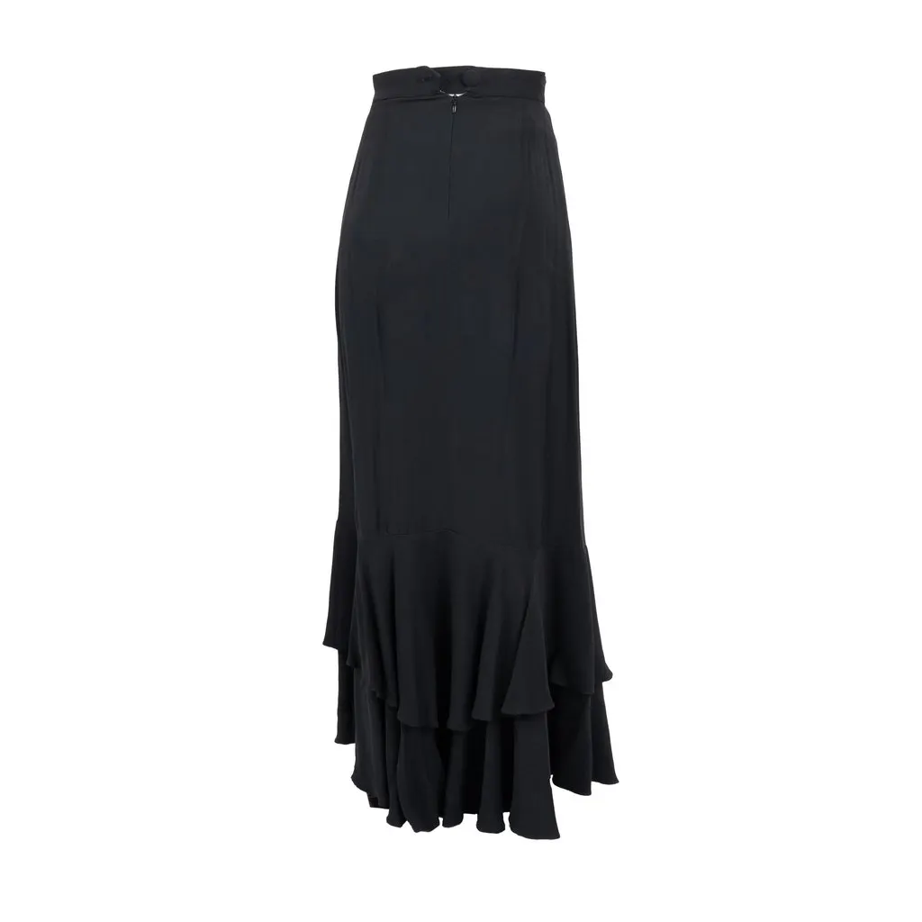 Moschino Couture Layered Ruched Long Skirt - '90s Red Silk Good - Inside View
