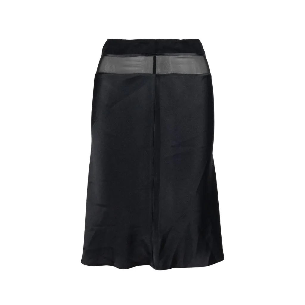 Blumarine Satin Skirt - '10s Black Satin Good - Front View