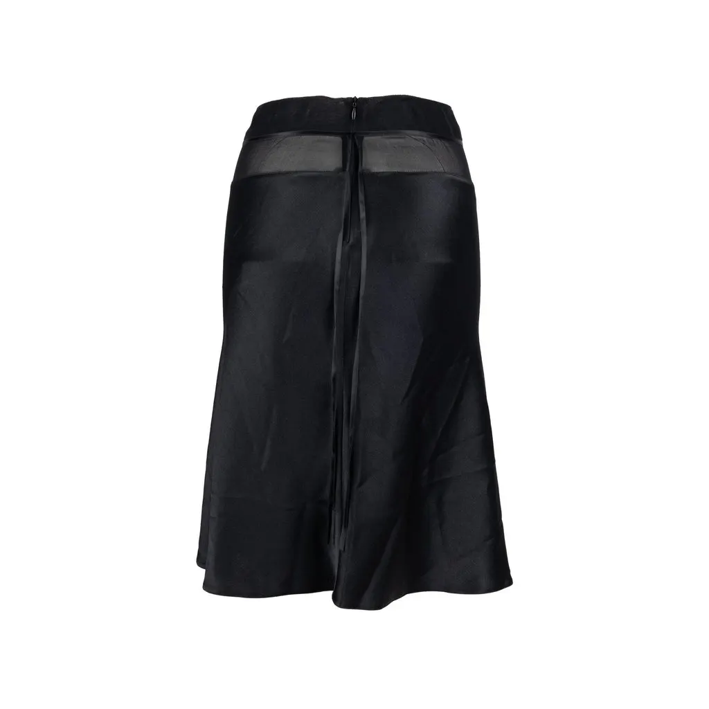 Blumarine Satin Skirt - '10s Black Satin Good - Back View
