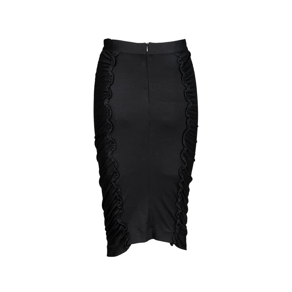 Moschino Cheap and Chic Midi Skirt - '10s Black Wool Good - Back View