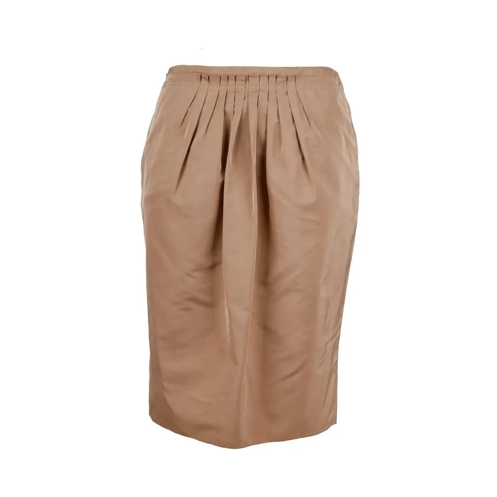 Nina Ricci Pleated Skirt - '10s Brown Polyester Good - Front View