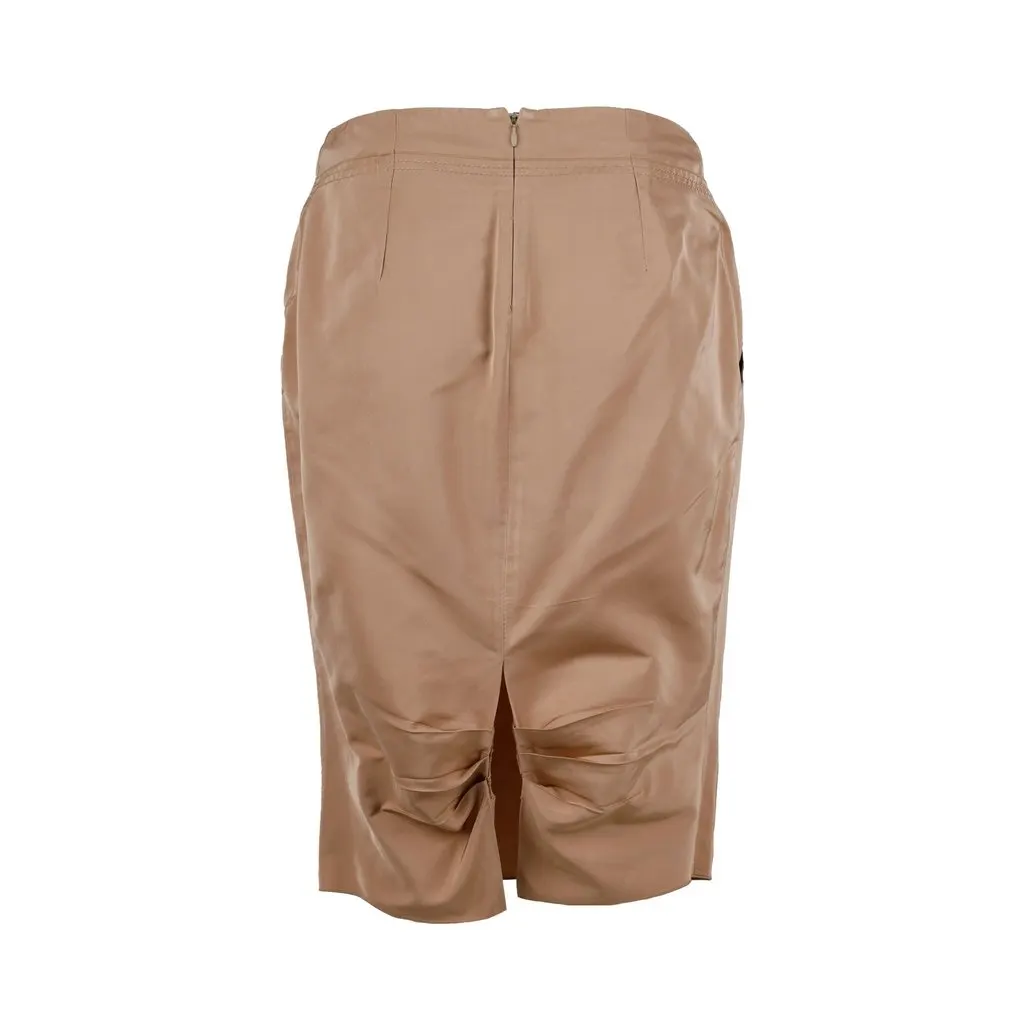 Nina Ricci Pleated Skirt - '10s Brown Polyester Good - Back View