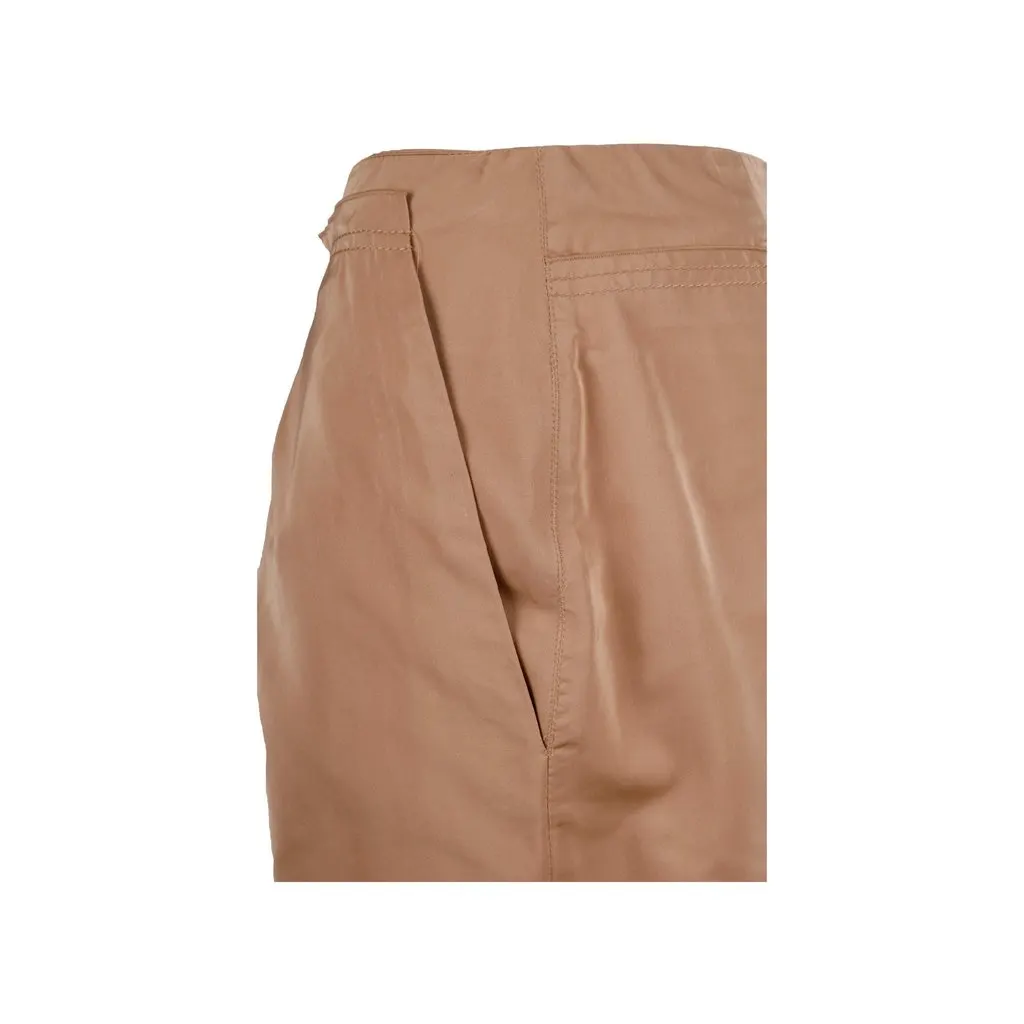 Nina Ricci Pleated Skirt - '10s Brown Polyester Good - Model View